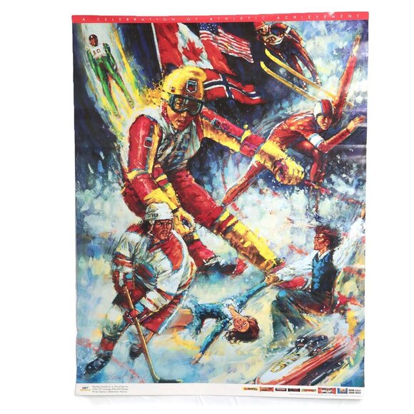 Vintage 1993 XVII Olympic Winter Games Psoter Hershey Stewart Sherwood Artist - Picture 1 of 7